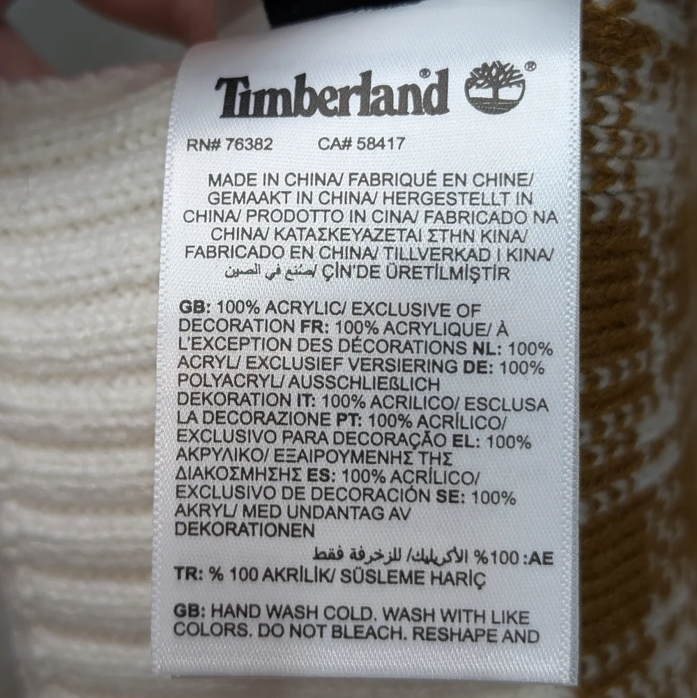 Timberland Brown and Cream Checkered Reversible Scarf 64x10 Fall Winter NWT